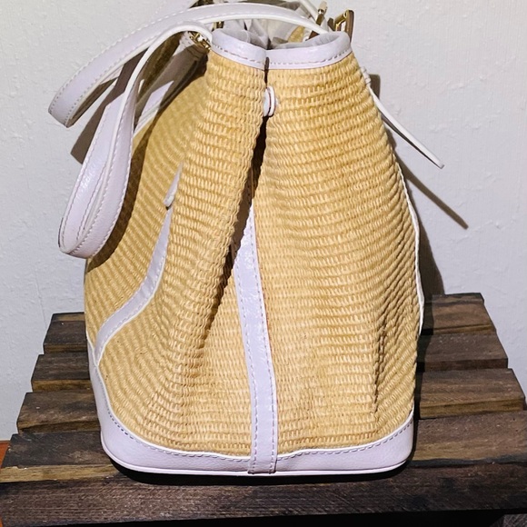 Michael Kors MK Straw & Leather Tote Handbag Large